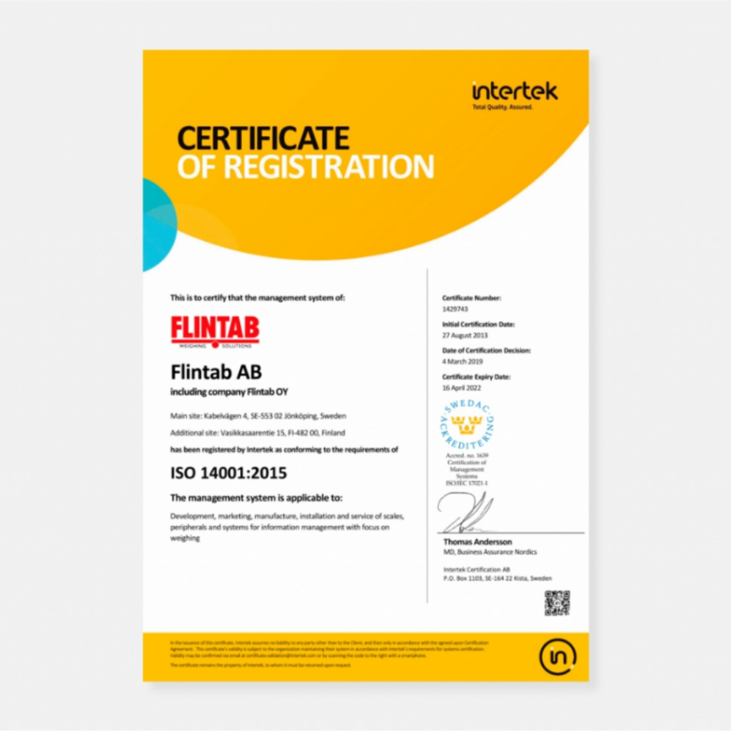 Certifierat ledningssystem för miljöprestanda ISO 14001